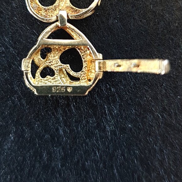 Lovely Vintage Genuine Diamond Gold Vermeil Sterling Silver Heart Bracelet - Picture 6 of 13